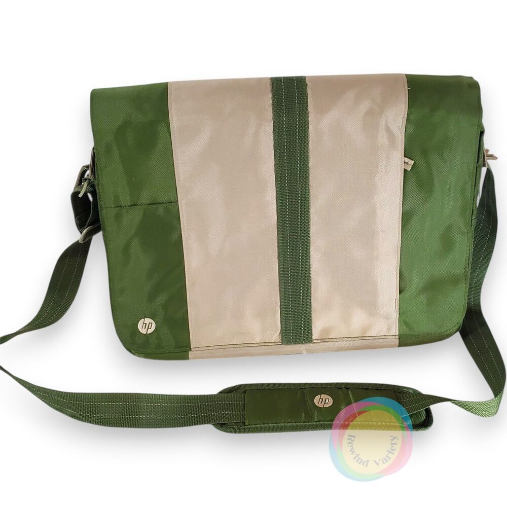 HP Green Cream Recycled Nylon Messenger Laptop Bag 16x12